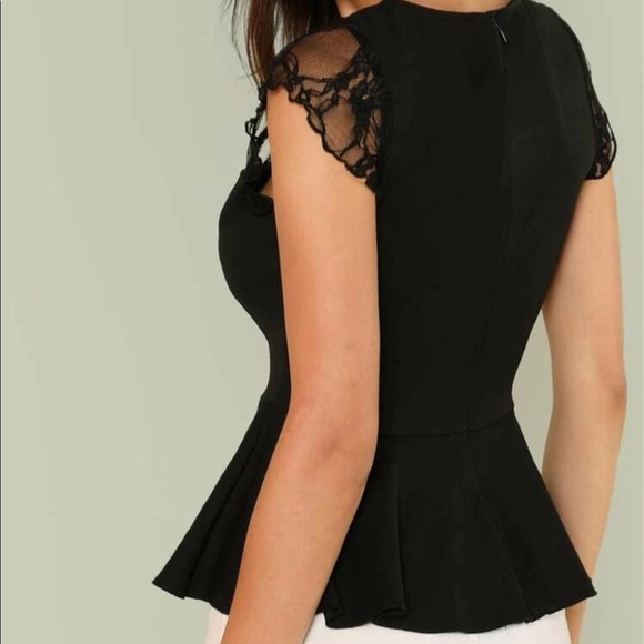 Black Lace Peplum Top - Picture 4 of 6